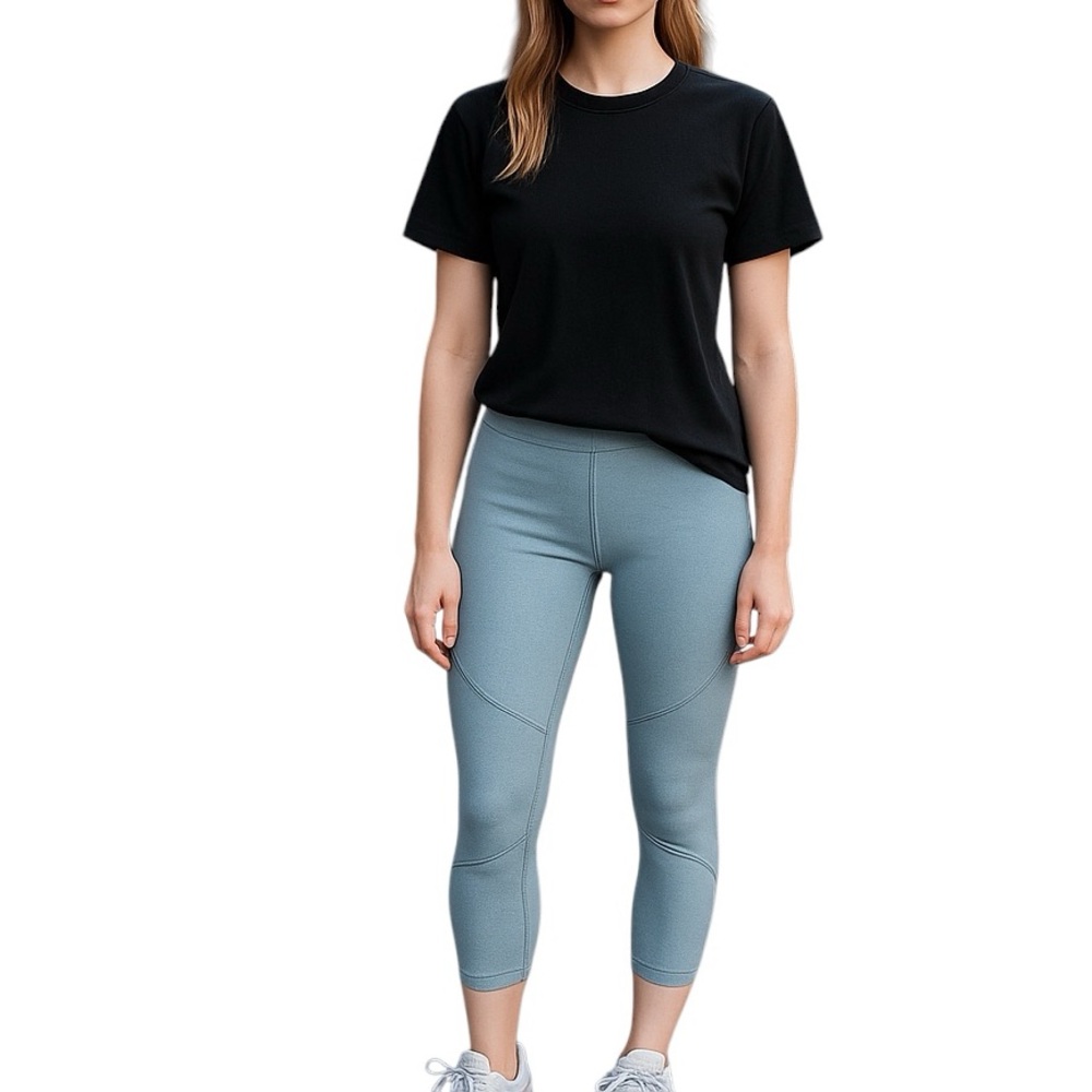 Theory Leggings Blue Knit Cropped Stretchy Pants